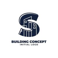 lettre s avec création de logo vectoriel initial objet de construction adapté aux affaires immobilières et immobilières