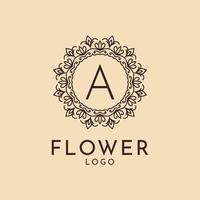 lettre une décoration de cercle de fleurs pour spa, salon, hôtel, fleuriste, marque féminine vecteur
