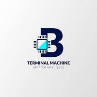 logo du circuit de la lettre b. machine terminale pour la technologie, gadget, intelligence artificielle vecteur
