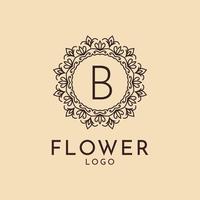décoration de cercle de fleurs lettre b pour spa, salon, hôtel, fleuriste, marque féminine vecteur