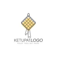 style linéaire de conception de logo ketupat vecteur