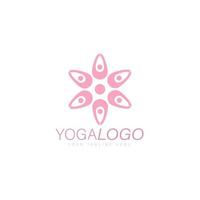 icône d'illustration de conception de logo de groupe de fleurs de yoga vecteur