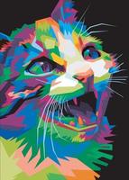 pop art de style tête de chat coloré adapté aux bannières d'affiches et autres vecteur