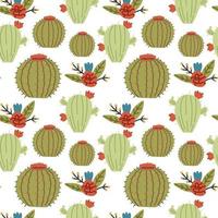 motif de fleurs de cactus épineux vert vecteur