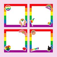 cadre de fierté. symboles lgbt. amour, cœur, drapeau aux couleurs de l'arc-en-ciel, gay, défilé lesbien, illustration vectorielle vecteur