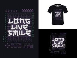 conception de devis de typographie de t-shirt, vive le sourire pour l'impression. modèle d'affiche, vecteur premium.