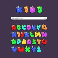 ensemble vectoriel d'alphabet emoji. éduquer les enfants sur l'introduction des lettres et des couleurs, pour les éléments de conception des invitations, des affiches, des bannières, des promotions.