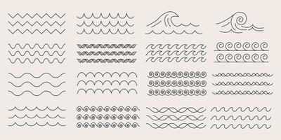 ensemble de conception d'illustration vectorielle d'icône de logo de vague d'eau de ligne vecteur
