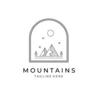 montagnes logo vector dessin au trait symbole illustration design