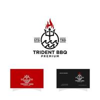 trident feu flamme barbecue grill nourriture logo vecteur