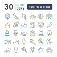 icônes de ligne vectorielle du carnaval de venise vecteur