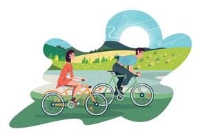 les amoureux en balade à vélo vecteur