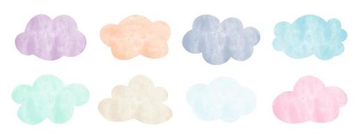 ensemble de nuages aquarelles vecteur