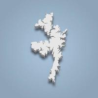 La carte isométrique 3d du continent shetland est une île en écosse