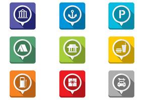 Carte plate pliée Pointer Icons Vector Set