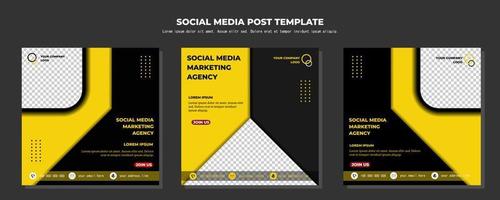 modèle de publication de médias sociaux vecteur noir jaune, illustration d'art vectoriel et texte