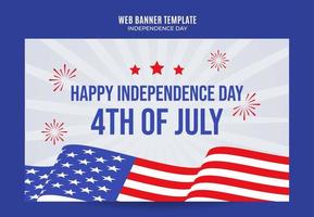 joyeux 4 juillet - bannière web de la fête de l'indépendance des états-unis pour l'affiche, la bannière, l'espace et l'arrière-plan des médias sociaux vecteur