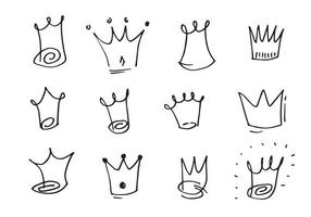 ensemble d'icônes du logo de la couronne. élément noir isolé sur fond blanc. illustration vectorielle. vecteur