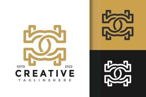 lettre d'or c modèle de vecteur de conception de logo créatif