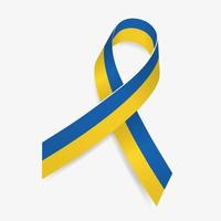 ruban de soutien aux couleurs du drapeau ukrainien. symbole d'indépendance et de solidarité. isolé sur fond blanc. illustration vectorielle. vecteur