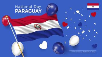 bonne fête nationale paraguay. bannière, carte de voeux, conception de flyer. conception de modèle d'affiche vecteur