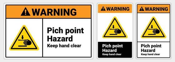 signe de sécurité point de piquage danger gardez la main dégagée. panneau d'avertissement. signe standard osha et ansi. vecteur