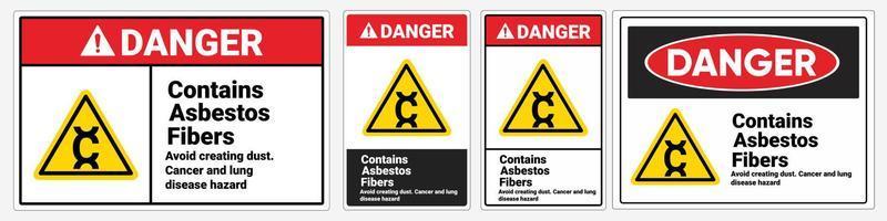 le panneau de sécurité contient un panneau d'avertissement en fibre d'amiante. Signe de danger. illustration de symbole. norme osha et ansi vecteur