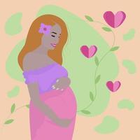 femme rousse enceinte, illustration vecteur