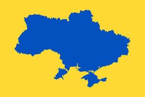 carte du pays ukrainien. pays européens. le territoire ukrainien borde la crimée. illustration vectorielle bleu et jaune. vecteur