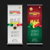 set roll up banner promotions sénégal happy republic day background template vecteur
