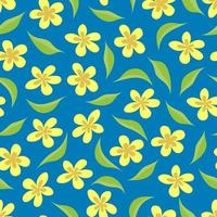 motif floral sans soudure de vecteur. fleurs et feuilles jaunes sur fond bleu. modèle de luxe pour la conception de sites Web, la conception de produits, l'emballage, les textiles, etc. vecteur