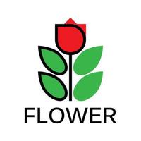 conception plate de magasin de logo de fleur rose rouge avec trait vecteur
