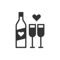 coeur champagne amour icône ou logo illustration vectorielle vecteur