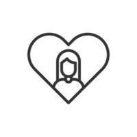 coeur femme amour icône ou logo illustration vectorielle vecteur