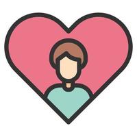coeur homme amour icône ou logo illustration vectorielle vecteur
