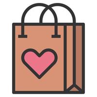 coeur shopping amour icône ou logo illustration vectorielle vecteur