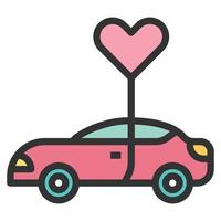 coeur voiture amour icône ou logo illustration vectorielle vecteur