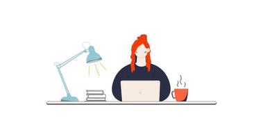 femme travaillant sur le concept d'ordinateur portable, d'étudiant ou de pigiste isolé sur fond blanc. illustration vectorielle dans un style plat vecteur