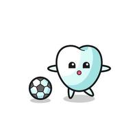 illustration de dessin animé de dent joue au football vecteur