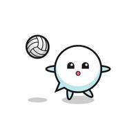 personnage de dessin animé de bulle joue au volley-ball vecteur