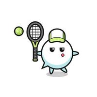 personnage de dessin animé de bulle en tant que joueur de tennis vecteur