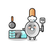 illustration de personnage de cuillère de cuisine en tant que chef cuisine vecteur