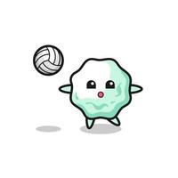 personnage de dessin animé de chewing-gum joue au volleyball vecteur