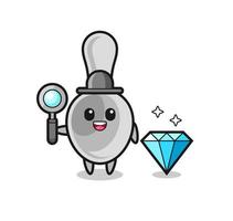 illustration du personnage de la cuillère avec un diamant vecteur
