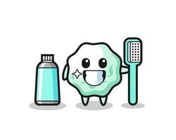 illustration de mascotte de chewing-gum avec une brosse à dents vecteur