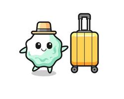 illustration de dessin animé de chewing-gum avec bagages en vacances vecteur