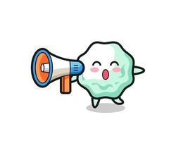 illustration de personnage de chewing-gum tenant un mégaphone vecteur