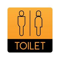 homme femme ou homme femme toilettes toilettes signe logo noir trait silhouette style dans une boîte jaune vecteur