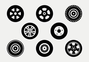 ensemble d'illustration de silhouette d'icônes de roues. vecteur