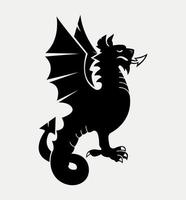 silhouette de créature légendaire du dragon, illustration du logo. vecteur